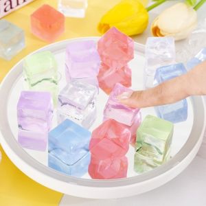 AAVGH 5/10Pcs Ice Cube Shaped Fidget Toy Cute Stress Relief Pinch Le Funny Soft Square Stress Relief Ball Anxiety ADHD Sensory Adults Toys