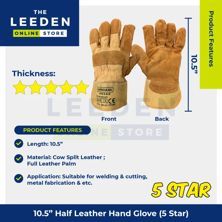 Hercules%20Half%20Leather%20Hand%20Gloves%20Yellow%20(5%20Star)%2010.5"%20by%20Leeden%20Online%20Store%20-%20Image%202