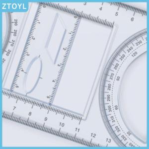 ZTOYL 1PCS Multi Functional 360 ° Movable Geometric Drawing Ruler For Primary School Mathematics Students Portable Transparent 3D Flat