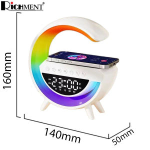 RICHMENT Wireless Bluetooth Speaker Charging Table Lamp Multifunctional Bluetooth Speaker & Alarm Clock - LED Bedside Desk Lamp Night Light for Heavy Sleepers Superfine Bedroom Home Decoration