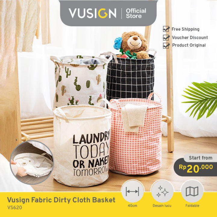 Vusign Keranjang Laundry / Keranjang Baju Kotor / Keranjang Pakaian / Laundry Bag 40 CM Lucu VS62X