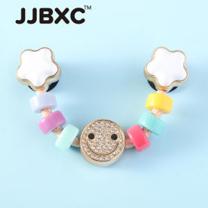 JJBXC CHARM Khóa Giày Kim Loại Phụ Kiện Giày Men Màu Kim Cương Dây Xích Hợp Kim DIY Giày Thời Trang Phụ Kiện