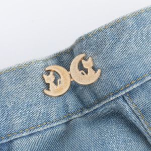 MIIQNUS Invisible Butterfly Button Adjuster Rabbit Nail-free Waist Buckle Fashion Gold Pants Tightener