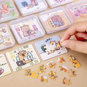CGGUE 5 Sheets/Boxed น่าสนใจและน่าสนใจ จิ๊กซอว์คาลิปบาร่า เล็กๆน้อยๆ พ็อกเก็ต ปริศนามินิน่ารัก อุปกรณ์ตกแต่งตกแต่ง การ์ตูนลายการ์ตูน ของเล่นปริศนาสำหรับเด็ก สำหรับเด็กๆ