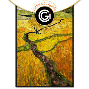 Tranh phong cảnh quê hươngcánh đồng lúa chín vàng tranh phong cảnh làng quêtranh treo tườngdán tường.CGI-504