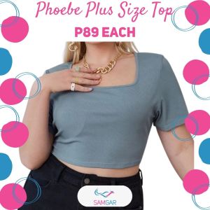 SAMGAR Phoebe Square Neck Crop Top Plus Size Shirt for Women on Sale