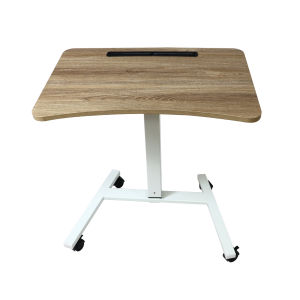 Officebus 28inches desk Mobile Adjustable Height Laptop Table With wheels  Curved Edge 71x48x1.8cm