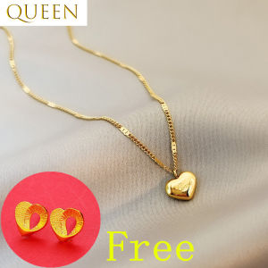 Original 24k Saudi Gold pawnable womens necklace Love titanium steel clavicle thin chain Simple and versatile dating gift