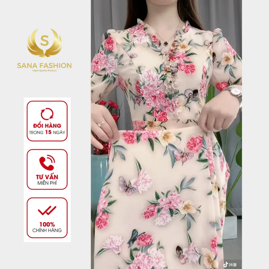 Mẫu váy đẹp cho phụ nữ trung niên tôn dáng LVV068 | LYBEE