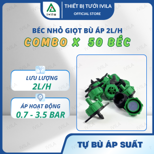 [Bán sỉ] Bộ 50 béc tưới nhỏ giọt bù áp 2l/h 4l/4 8l/h Đầu tưới nhỏ giọt tự cân bằng áp dùng trong hệ thống tưới nhỏ giọt béc nhỏ giọt chống tắc tưới chậu cây vườn tường tưới cây trồng nhà màng nhà kính