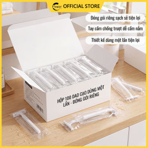 【FREESHIP】Bộ 100 dao cạo râu dùng một lần màu trắng đóng gói riêng biệt