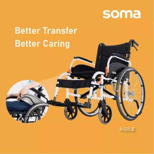 Soma Agile_F24 DAF Aluminum Wheelchair Wheel chair Kerusi Flip Back Armrests Ringan Foldable Portable Travel