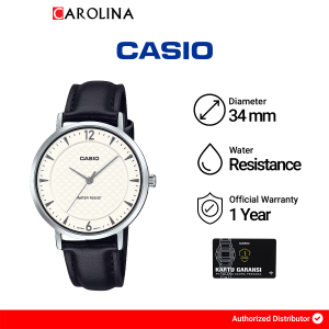 Jam Tangan Wanita Casio LTP-VT04L-7A2 Analog White Dial Black Leather Band