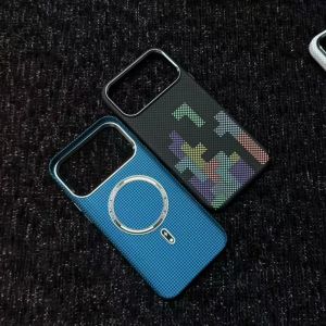 For Magsafe Carbon Fiber Texture Case for iPhone 17 16 15 Pro Max Wireless Charging Armor Alloy Lens Matte Hard Phone Cover Hull