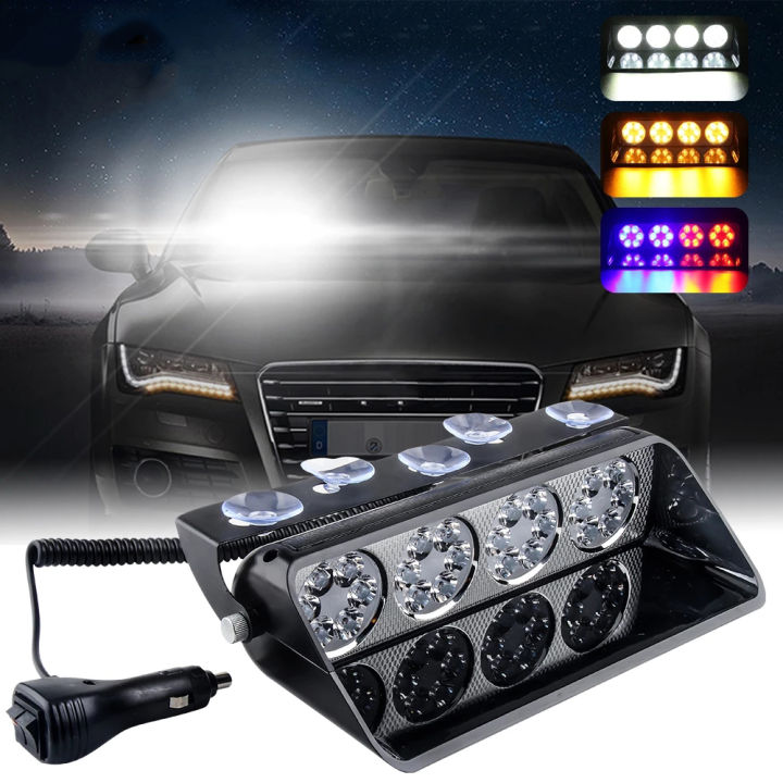 24 LED Police Light Car Lights 72W Dash Windshield Beacon Hazard ...