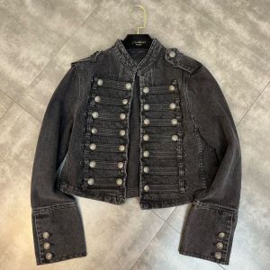 Independent design Spring New Arrival Long Sleeve Stand Collar Double Breasted Buttons Slim Denim Jacket Women GD927