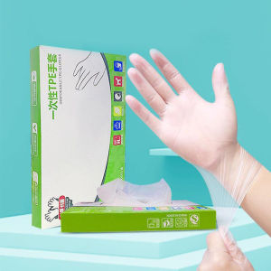 100pcs Disposable Grade Food Glove TPE Disposable Thickened Clear Plastic Gloves Sarung Tangan Pakai Buang Menebal