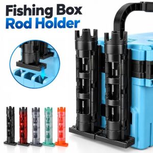 FXUP Detachable Structure Fishing Box Rod Holder Snap-On Mount Adjustable Fishing Rod Holder Durable Protective Silicone Groove Fishing Rod Bracket Outdoor Fishing Accessories