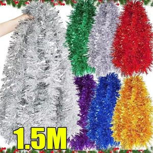 1.5เมตร ริบบิ้นพวงมาลัยคริสต์มาสขนาด / พวงมาลัยดิ้นหลากสี / สำหรับตกแต่งงานปาร์ตี้ปีใหม่งานแต่งงาน