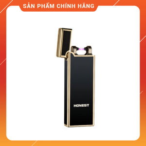 Bật Lửa Hộp Quẹt Vảy 1 Tia Lửa Plasma Đan Chéo Honest BCZ-4056 - Sạc Điện Họa Tiết In Logo