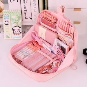 MILDPETAL Mở lớn 90 độ Túi đựng bút Dây 12 lớp Hộp Bút Chì Thời trang Sức chứa lớn Hộp đựng văn phòng phẩm Sinh viên