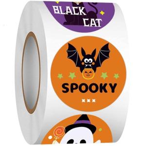 Halloween Themed Sticker Roll Seal For Gift Packaging Candy Pouches Closures And Holiday Celebration Adhesive Label