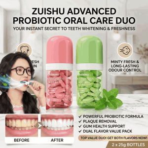 Probiotic Tooth Cleaning Tablets Antibacterial Stain-Removing Solid Toothpaste Fresh Breath Whitening Dental Cleaning Tablets Removes Bad Breath