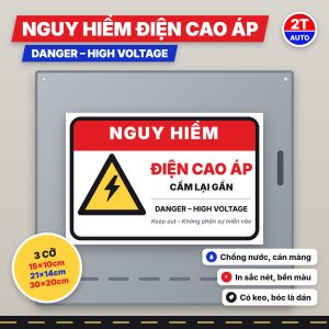 Tem Cảnh Báo Nguy Hiểm Điện Cao Áp High Voltage Decal Biển Báo Dán Tủ Điện Trạm Biến Áp Song Ngữ Chống Nước