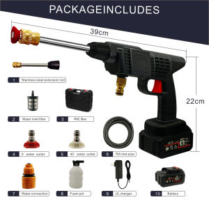 Pressure Washer Gun Portable 24V Lithium Battery  Cordless Spray Clean Car Washer Clean Water gun Car Washing Machine Power Cleaner Adjustable Nozzle 21V/24V/48V