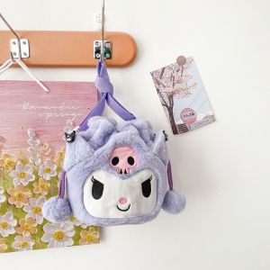 Sanrio Hello Kitty Plush Bag Kuromi Cinnamoroll Shoulder Bag Backpack My Melody Handbag Cosmetic Storage Bag Kids Gift