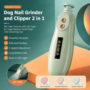 Meilovmao Pet Nail Grinder Electric Clipper USB Charging Safe Trim Low Noise LED Light Dog Cat Kuku Alat Pemotong