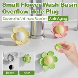 🌸Small Flower Wash Basin Overflow Hole Plug Silicone Sealing Plug Plug Leak-Proof Bathroom Wash Basin Sealing Cover Overflow Port 小花洗手池溢水孔塞