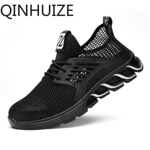 QINHUIZE Safety Shoes Male European Standard Steel Toe Cap Smash-proof Puncture Safety Shoes Lightweight Breathable Deodorant Work Boots