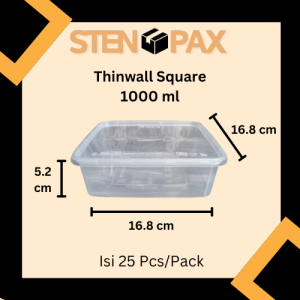 (ISI 25/50 PCS) Thinwall Square Plastik 500ML 1000ML 1500ML 2000ML