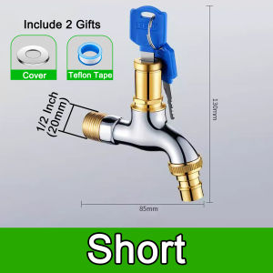 Lock Faucet With Key Copper Body 1/2 Inch Washing Machine Tap Lengthen Anti Thief Water For Outdoor