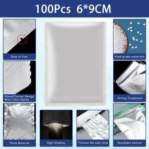 Food Grade 100Pcs Heat Sealable Silver Aluminum Foil Vacuum Pouch for Coffee Nut Storage
