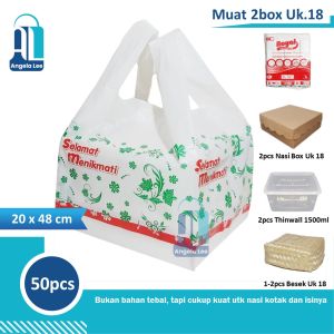 Kantong Plastik nasi kotak muat 2 box ukuran 18x18 20x20 22x22 syukuran hajatan acara berkatan