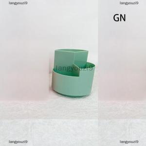 langyouzi9 เครื่องเขียนอเนกประสงค์สำหรับสำนักงานโต๊ะหมุนแบ่งส่วนสีขาวและเป็นชั้นๆอุปกรณ์ด้านความงาม