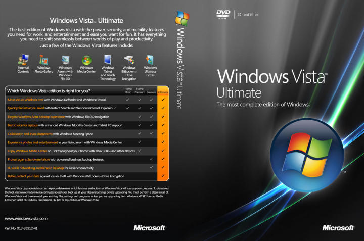 Windows Vista Ultimate 32 BIT | 64 BIT Bootable Installation PC Format Disc / CD / DVD