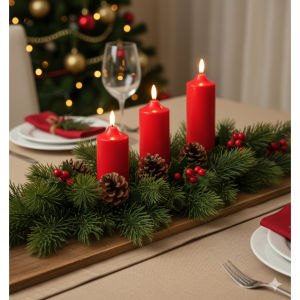 Nến điện tử đỏ LED trang trí Giáng Sinh – ánh nến vàng không khói an toàn – decor Noel tiệc cưới bàn ăn Noel