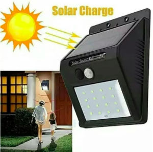 Lampu Taman 30 LED Tenaga Surya Solar Bentuk Kotak Tempel Tembok Sensor Cahaya Otomatis Menyala Putih