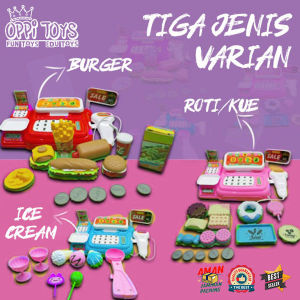 [FREE BATERAI] Mainan Mesin Kasir Mini Cash Register - Mainan Cash Register Lk 21 Fast Food - Kasir Mainan Burger Es Krim Kue Roti