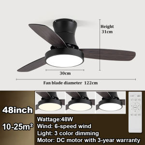 KASIDA ceiling fan with light modern 3 colors dimming 6 speed ceiling fan with led light and remote control ceiling fan light nordic ceiling fans heavy duty ceiling fan 5 blades big for living room bedroom dining room