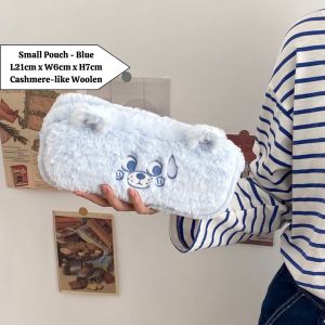 [Ready Stock] Ins Style Soft Fluffy Aesthetic Cute Bear Small Pencil Box Pencil Case Stationery Storage Makeup Cosmetic Pouch Durable Large Capacity Bag Woman Bag Shoulder Bag School Student Kids Girls Cheap Simple Modern Foldable Pink Blue Yellow Purple