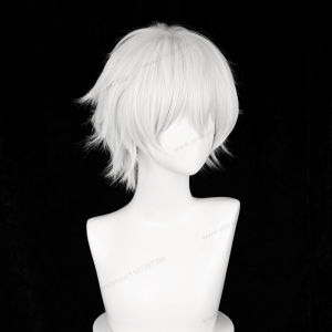 SHUNAICHI Kaneki Ken คอสเพลย์วิกผม 30 ซม.สั้น Silver White Man ผมอะนิเมะสังเคราะห์ทนความร้อน Wigs