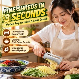 3-In-1 Stainless Steel Slicer and Peeler Shredder Bottle Opener Kitchen Tool With Wooden Handle