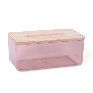 SKYDREAM - Transparent Tissue Box / Tissue Organizer with Bamboo Wood Cover