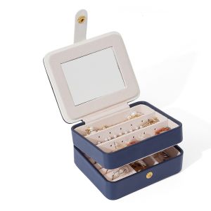 กล่องเก็บเครื่องประดับแบบพกพาได้พร้อมกระจกเก็บของทรงสี่เหลี่ยมสวย