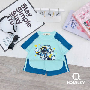 Bộ cộc tay thun lạnh minky mon in hình siêu nhân khủng long mềm mịn cho bé trai size 10-28kg)