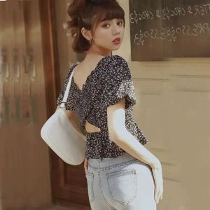 MOUSSY 11230426# cross back blouse womens crop top fashion croptop trend glam